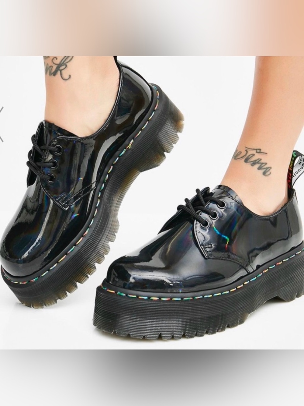 Perfect Dr. Martens 1461 QUAD RAINBOW PATENT PLATFORM SHOES 🌈 womens 8